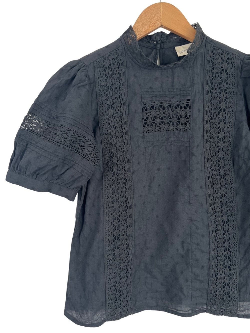 Universal Thread Prairie Boho Lace Detail 100% Cotton Top Puff Sleeve XS